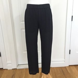 Theory Silk Chalk-Stripe Pants, Size P